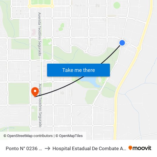 Ponto N° 0236 Energisa/Ifto to Hospital Estadual De Combate Ao Covid-19 - Palmas - T0 map