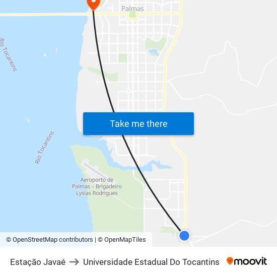 Estação Javaé to Universidade Estadual Do Tocantins map