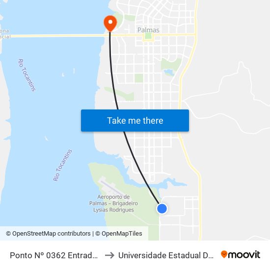 Ponto Nº 0362 Entrada Bertaville to Universidade Estadual Do Tocantins map