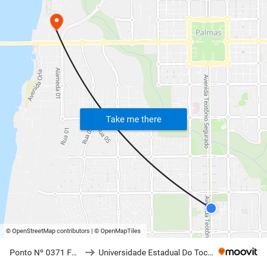 Ponto Nº 0371 Fórum to Universidade Estadual Do Tocantins map
