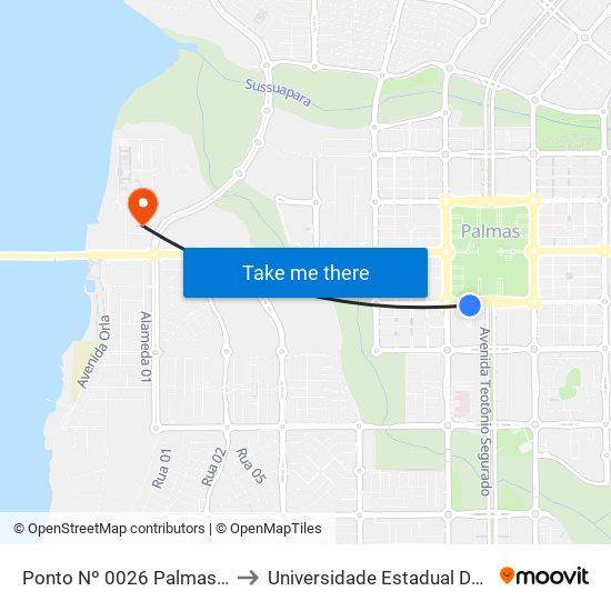 Av. Lo 1, 181 | Palmas Shopping to Universidade Estadual Do Tocantins map