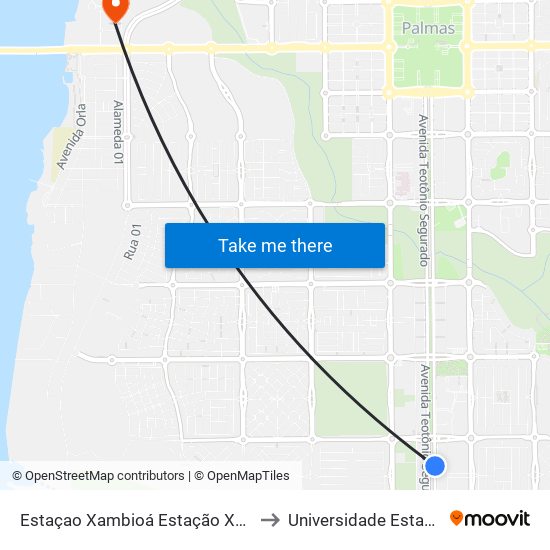 Estaçao Xambioá Estação Xambioá Sentido Sul-Norte to Universidade Estadual Do Tocantins map