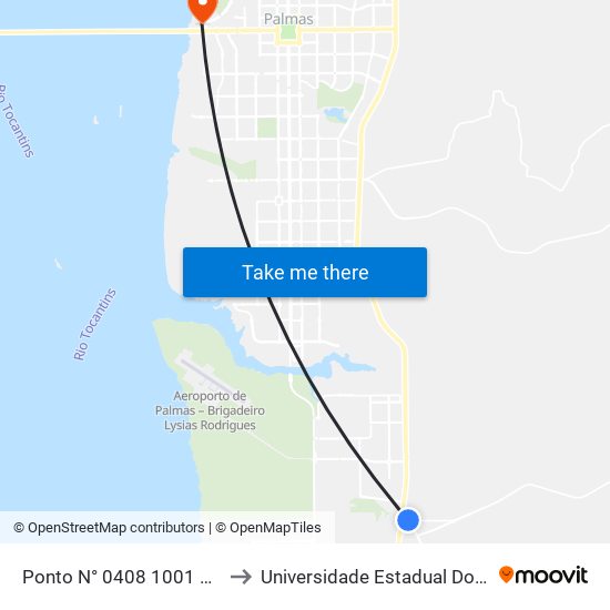 Ponto N° 0408 1001 Utilidades to Universidade Estadual Do Tocantins map