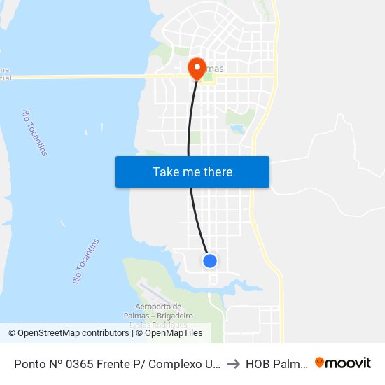Ponto Nº 0365 Frente P/ Complexo Ulbra to HOB Palmas map