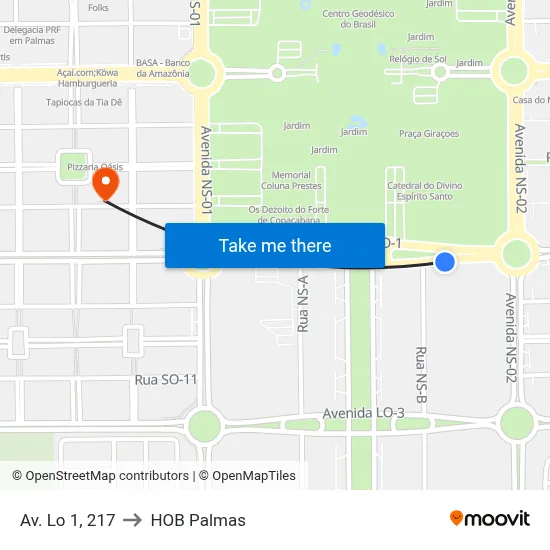 Av. Lo 1, 217 to HOB Palmas map