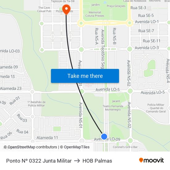 Ponto Nº 0322 Junta Militar to HOB Palmas map