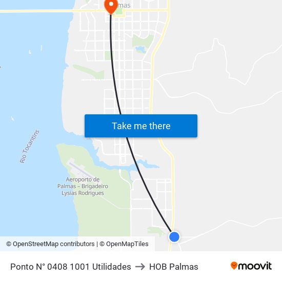 Ponto N° 0408 1001 Utilidades to HOB Palmas map