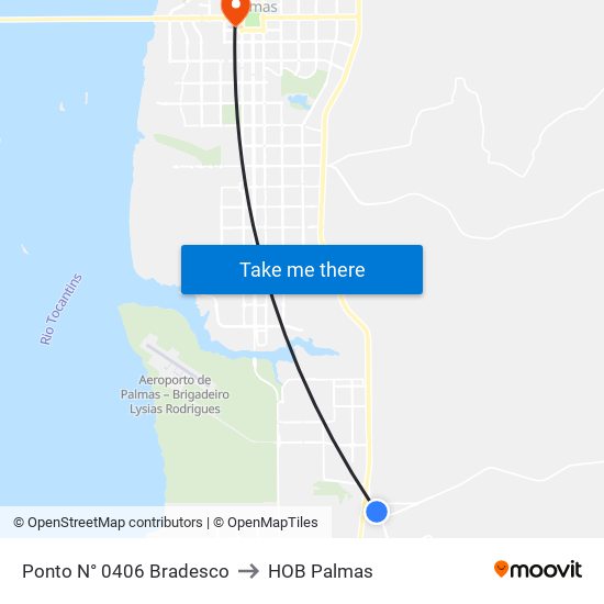 Ponto N° 0406 Bradesco to HOB Palmas map