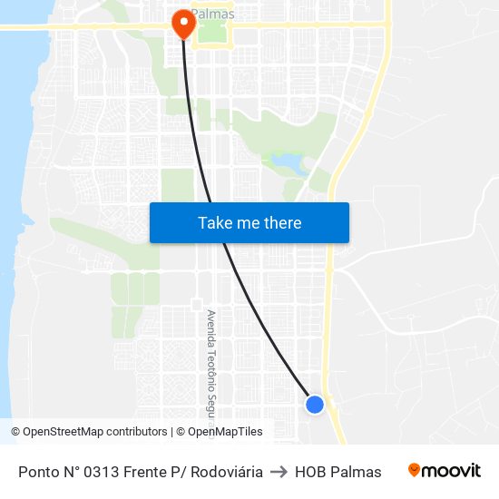 Ponto N° 0313 Frente P/ Rodoviária to HOB Palmas map