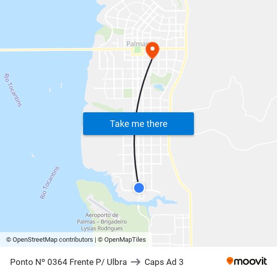 Ponto Nº 0364 Frente P/ Ulbra to Caps Ad 3 map