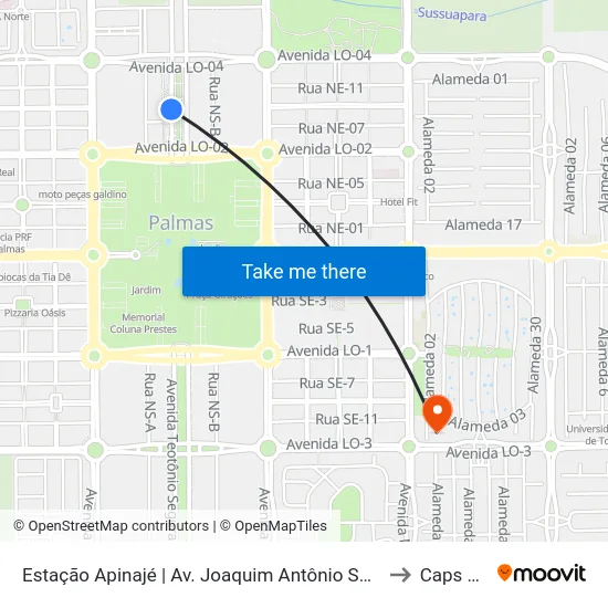 Estação Apinajé | Av. Joaquim Antônio Segurado, 164 to Caps Ad 3 map