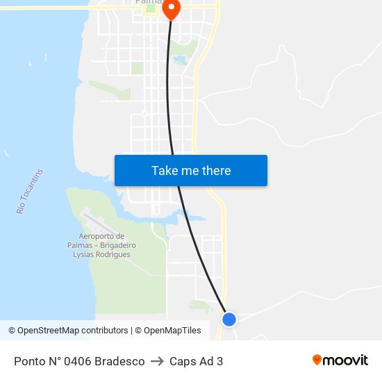 Ponto N° 0406 Bradesco to Caps Ad 3 map