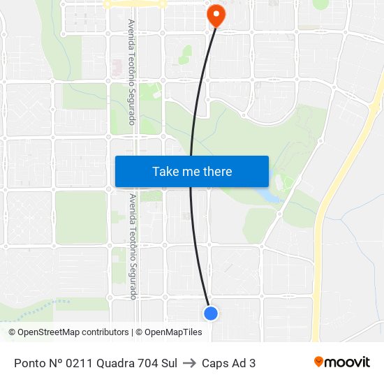 Ponto Nº 0211 Quadra 704 Sul to Caps Ad 3 map