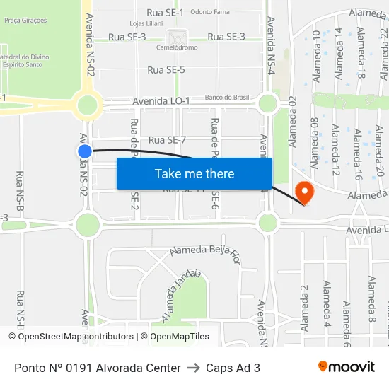 Ponto Nº 0191 Alvorada Center to Caps Ad 3 map