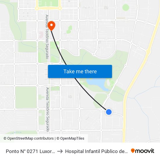 Ponto N° 0271 Luxor Motel to Hospital Infantil Público de Palmas map