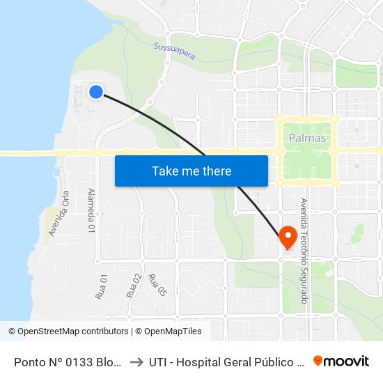 Ponto Nº 0133 Bloco 4 Uft to UTI - Hospital Geral Público de Palmas map