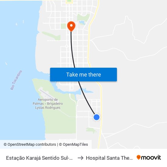 Estação Karajá Sentido Sul-Norte to Hospital Santa Thereza map