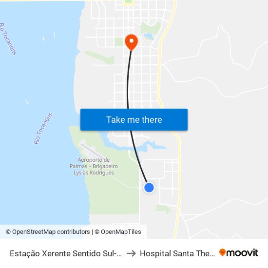 Estação Xerente Sentido Sul-Norte to Hospital Santa Thereza map