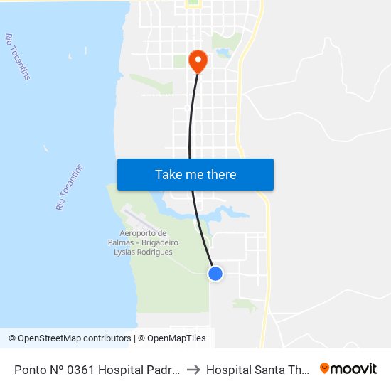 Ponto Nº 0361 Hospital Padre Luso to Hospital Santa Thereza map