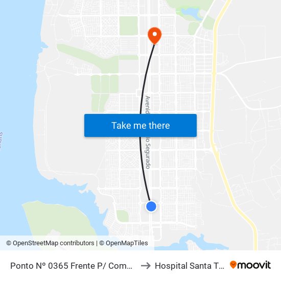 Ponto Nº 0365 Frente P/ Complexo Ulbra to Hospital Santa Thereza map