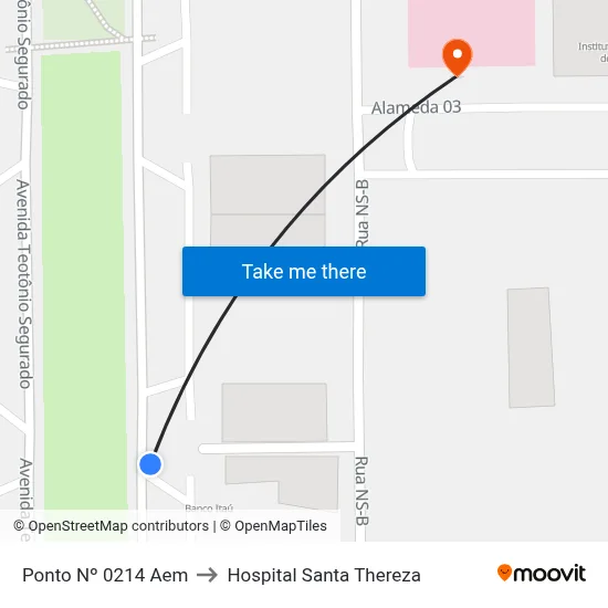 Ponto Nº 0214 Aem to Hospital Santa Thereza map