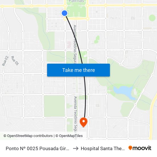 Av. Ns 1, 461 Q103 to Hospital Santa Thereza map