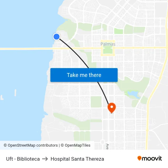Uft - Biblioteca to Hospital Santa Thereza map