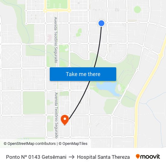 Ponto Nº 0143 Getsêmani to Hospital Santa Thereza map