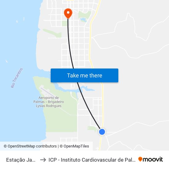 Estação Javaé to ICP - Instituto Cardiovascular de Palmas map