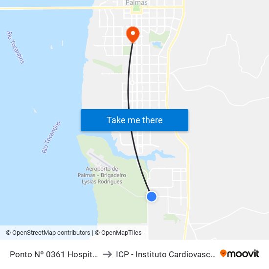 Ponto Nº 0361 Hospital Padre Luso to ICP - Instituto Cardiovascular de Palmas map