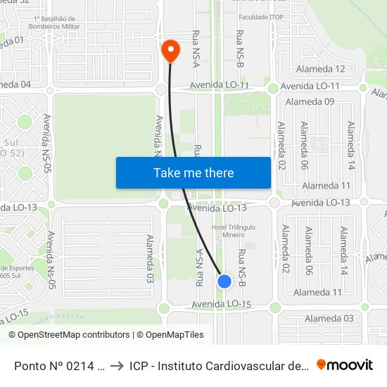 Ponto Nº 0214 Aem to ICP - Instituto Cardiovascular de Palmas map