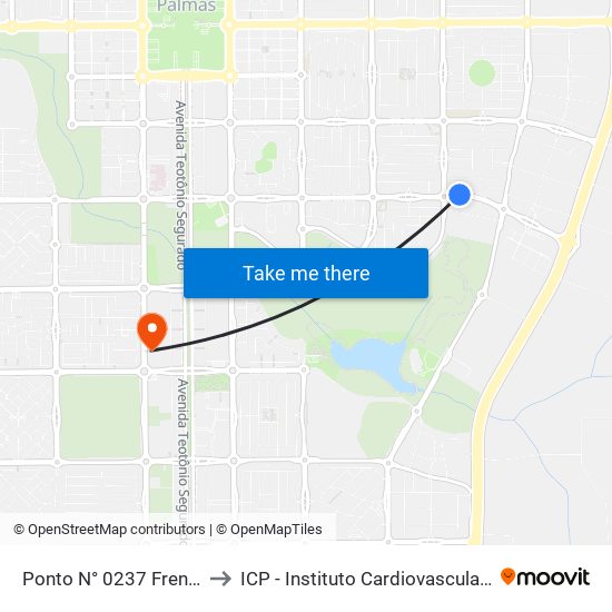 Ponto N° 0237 Frente P/ Ifto to ICP - Instituto Cardiovascular de Palmas map