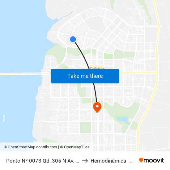 Av. Ns 5, 418 | Posto Eldorado 2, Q307 Norte to Hemodinâmica - HGP map