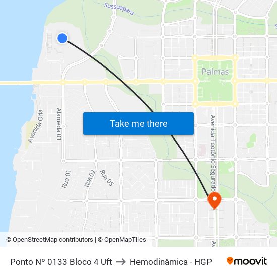 Uft - Engenharia Elétrica to Hemodinâmica - HGP map