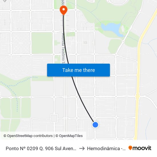 Ponto Nº 0209 Q. 906 Sul Avenida Ns 4 to Hemodinâmica - HGP map