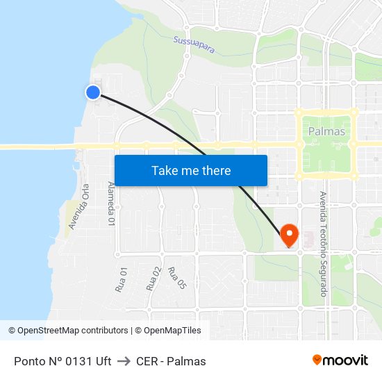 Ponto Nº 0131 Uft to CER - Palmas map
