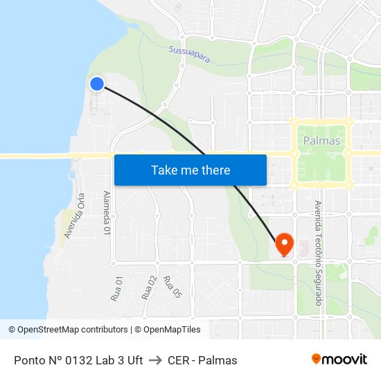 Uft - Reitoria / Pdc to CER - Palmas map