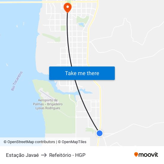 Estação Javaé to Refeitório - HGP map