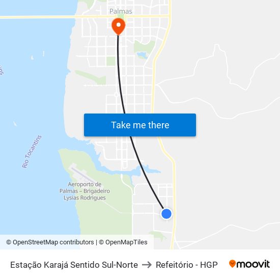Estação Karajá Sentido Sul-Norte to Refeitório - HGP map