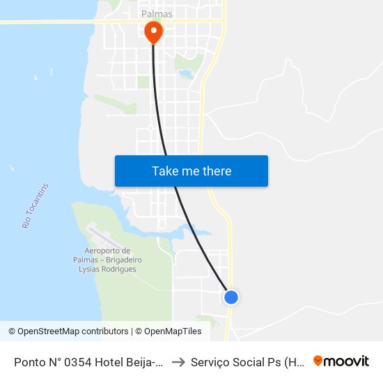 Ponto N° 0354 Hotel Beija-Flor to Serviço Social Ps (Hgp) map