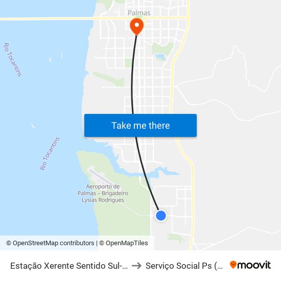 Estação Xerente Sentido Sul-Norte to Serviço Social Ps (Hgp) map