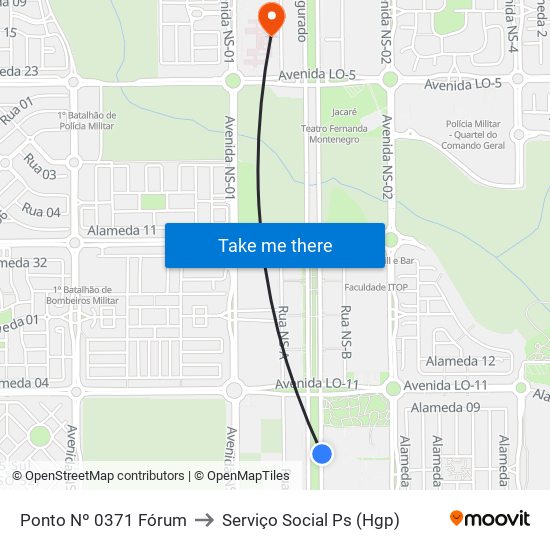 Ponto Nº 0371 Fórum to Serviço Social Ps (Hgp) map