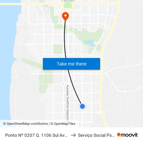 Ponto Nº 0207 Q. 1106 Sul Avenida Ns 4 to Serviço Social Ps (Hgp) map