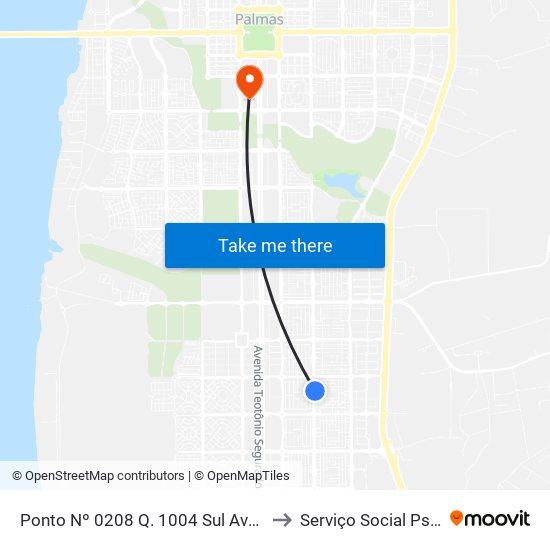 Ponto Nº 0208 Q. 1004 Sul Avenida Ns 4 to Serviço Social Ps (Hgp) map