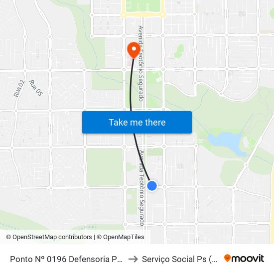 Ponto Nº 0196 Defensoria Pública to Serviço Social Ps (Hgp) map