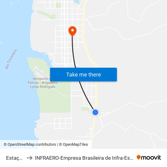 Estação Javaé to INFRAERO-Empresa Brasileira de Infra-Estrutura Aeroportuária-Área Comercial map