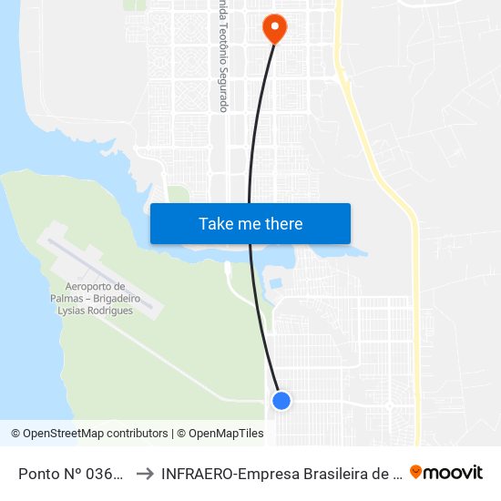 Ponto Nº 0361 Hospital Padre Luso to INFRAERO-Empresa Brasileira de Infra-Estrutura Aeroportuária-Área Comercial map