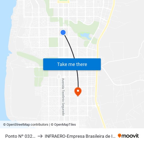 Ponto Nº 0323 Farmácia Bio Vida to INFRAERO-Empresa Brasileira de Infra-Estrutura Aeroportuária-Área Comercial map