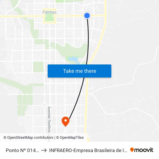 Ponto Nº 0149 Gelateria Pinguim to INFRAERO-Empresa Brasileira de Infra-Estrutura Aeroportuária-Área Comercial map