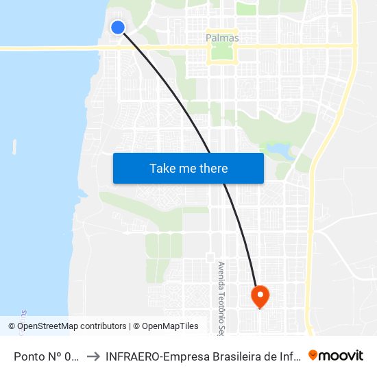 Ponto Nº 0134 Copese Uft to INFRAERO-Empresa Brasileira de Infra-Estrutura Aeroportuária-Área Comercial map